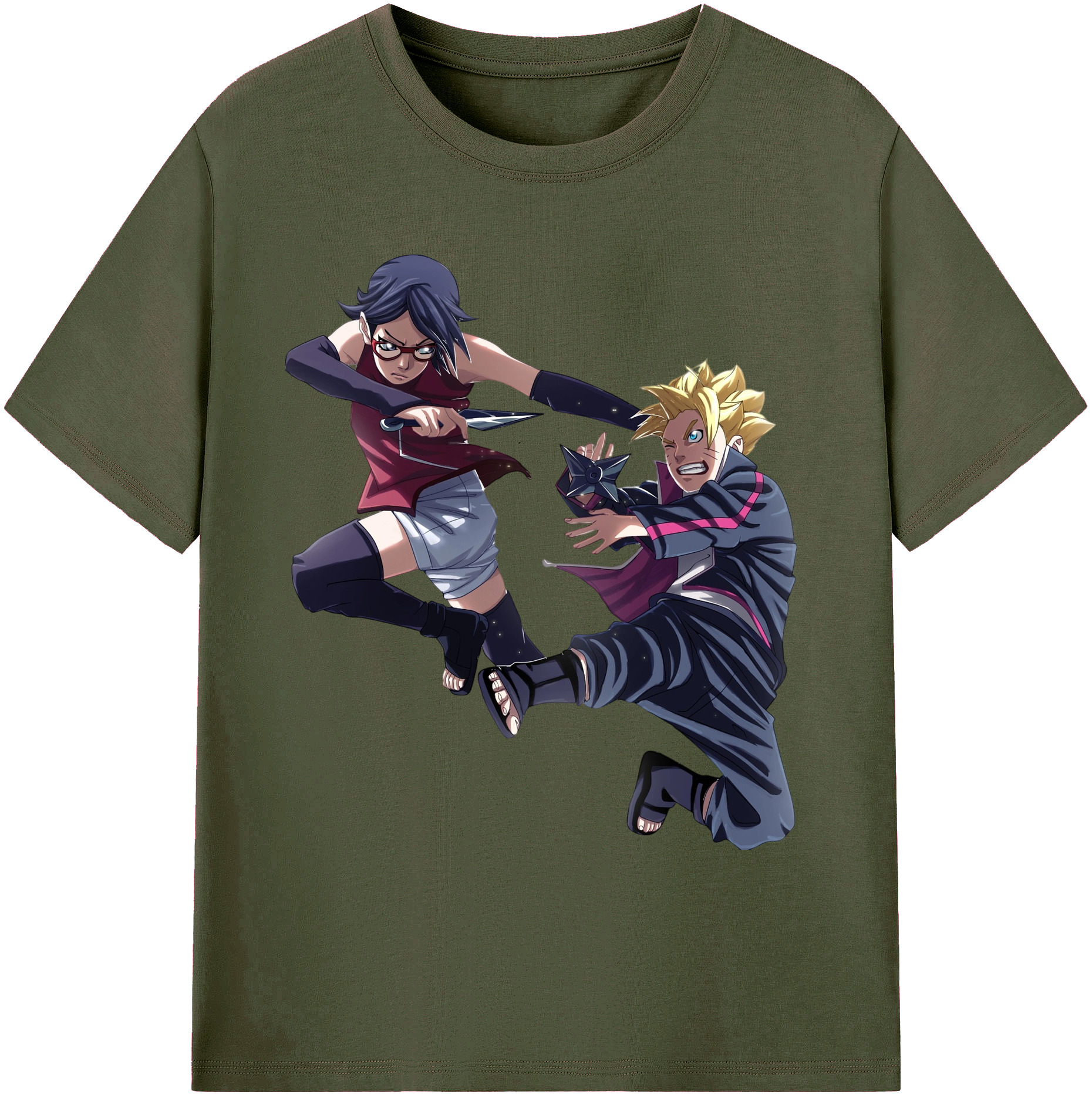 （画像用） NARUTO -ナルト- うちは サラダ Uchiha Sarada 綿100％ メンズ半袖Tシャツ｜肌触りやわらか＆通気性